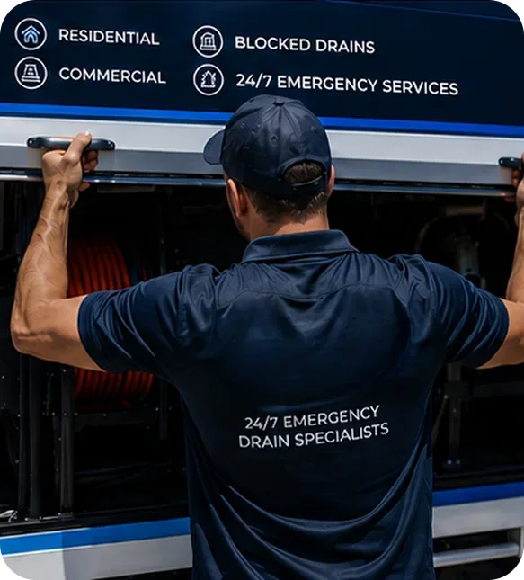 A licensed Lane Cove plumber at the service van